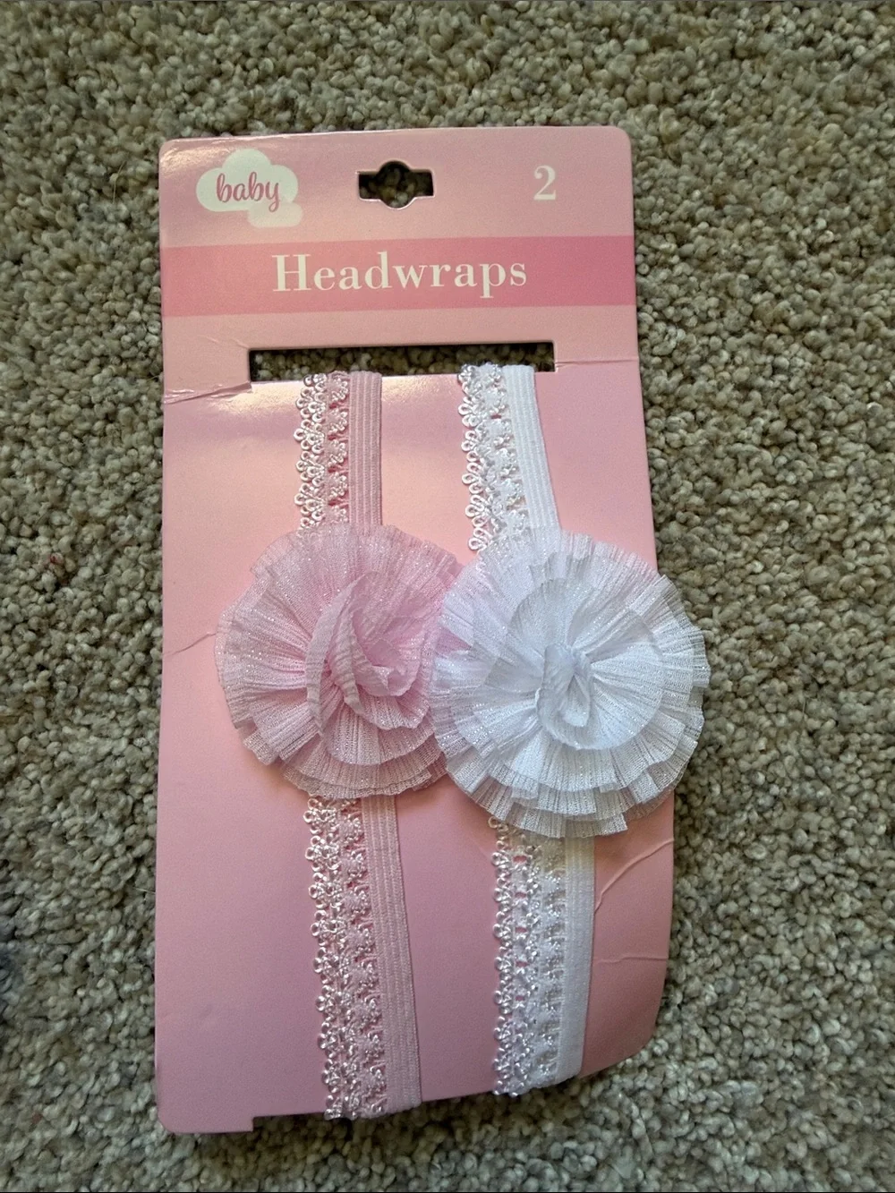 Gerber‎ Pink & White Baby Headbands and Flower Headwraps Lot